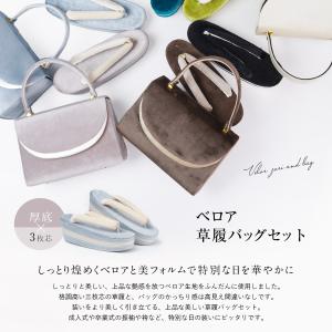 草履バッグセット 振袖 厚底 ベロア 袴 卒業...の詳細画像1