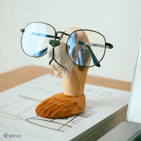 置物 木彫りの置物 動物型のメガネスタンド おもしろ雑貨 眼鏡ラック 動物のメガネ置き 手作り木製彫...