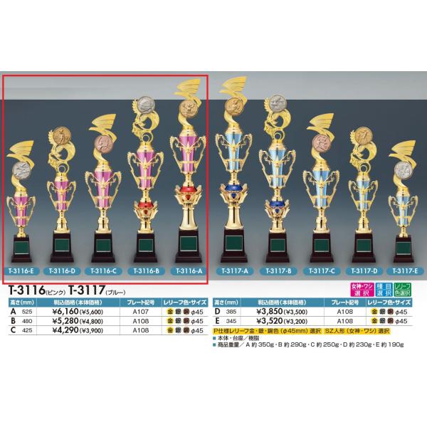 T-3116-E〜A レリーフ選択トロフィー 右の確認事項にてサイズを変更下さい。全て定価の30％O...