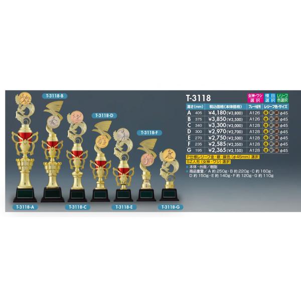 T-3118-G〜A レリーフ選択トロフィー 右の確認事項にてサイズを変更下さい。全て定価の30％O...