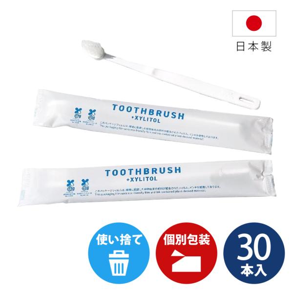 歯ブラシ 業務用 使い捨て HOKUTO キシリトール歯ブラシ 30本セットホテル アメニティ ハミ...
