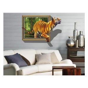 (虎トリックアート) ws-080送料無料＆大きめサイズウォールステッカーウォールペーパーシール