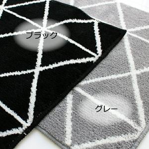 モノトーンラインダイヤモンド キッチンマット ...の詳細画像1