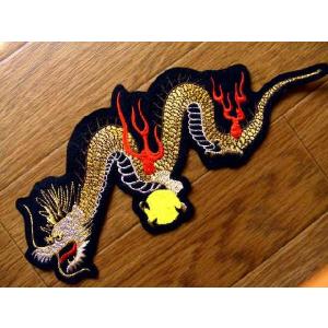 三線本体 赤茶色　ドラゴン刺繍付き 大きな刺繍 アイロンワッペン【昇り竜】龍 ドラゴン doragon 赤