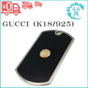 グッチ GUCCI K18/925 ロゴプレート ネックレストップ シルバー925×18金 送料無料｜sitinokura78