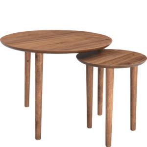 トムテ サイドテーブル 大小セット ウォルナット 直径60cm 直径37cm 木製 丸型 シンプル ベッドサイド リビング 北欧 おしゃれ｜sitkagu