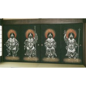 超高級ふすま紙 四天王図 4枚組 (襖紙/襖絵...の詳細画像1