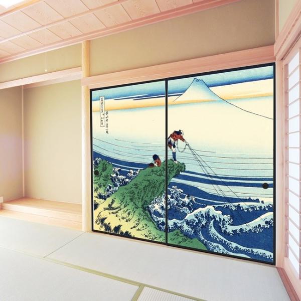 デザイン襖紙　「北斎1」　２枚組　　（襖/ふすま/ふすま紙/モダン/和紙/葛飾北斎/浮世絵/オシャレ...