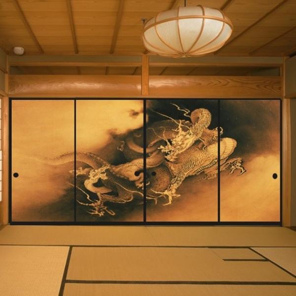 デザイン襖紙　狩野芳崖作「飛龍戯児図」 ４枚組 （襖/ふすま/ふすま紙/竜/ドラゴン/和紙/オシャレ...