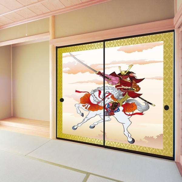デザイン襖紙　「武者図１」　２枚組　　（襖/ふすま紙/モダン/和紙/カッコイイ/張替/和柄/サイズ調...