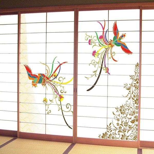 デザイン障子紙　鳳凰　２枚組　（しょうじ紙/カラー/豪華/柄/ドラゴン/オシャレ/通販)