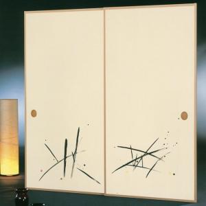 高級織物襖紙 伝統手加工襖絵 No．163 2枚組 （襖紙/ふすま紙