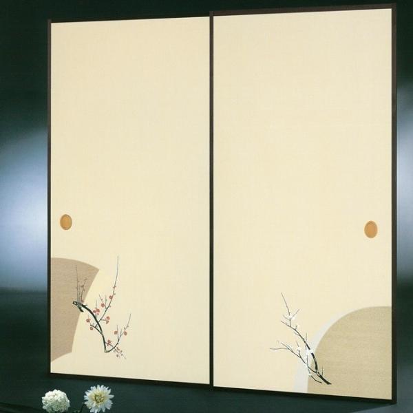 高級織物襖紙　伝統手加工襖絵　Ｎｏ．１６２　２枚組　（襖紙/ふすま紙/松/張替)