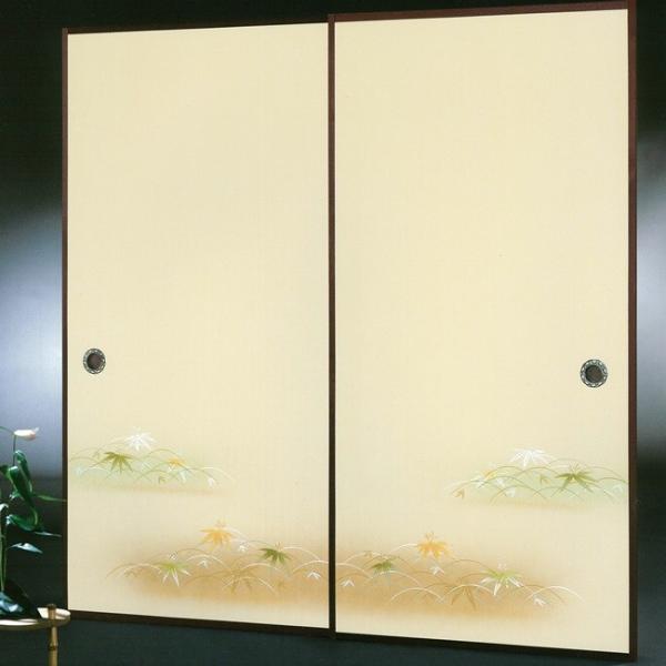 高級織物襖紙　伝統手加工襖絵　Ｎｏ．１７３　２枚組　（襖紙/ふすま紙/松/張替)