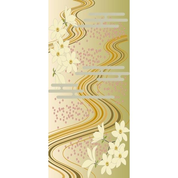 おしゃれなデザイン襖紙　流水に花文様　鳥の子和紙使用　（襖/ふすま紙/モダン/和紙/花柄/豪華/おし...