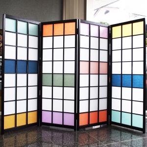 オシャレなデザイン衝立 「雪の増上寺」 黒ヨコ桟 （衝立/間仕切り