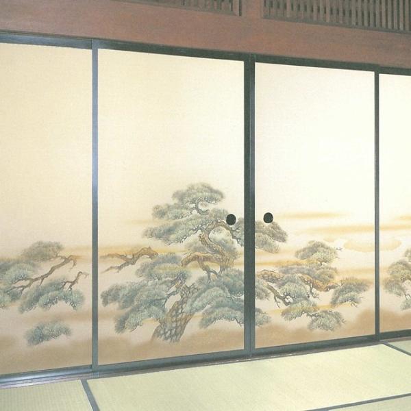 高級織物襖紙　松　４枚組　Ｎｏ．８４　（襖/襖紙/ふすま/ふすま紙/糸入り/織物/押入れ/張替)