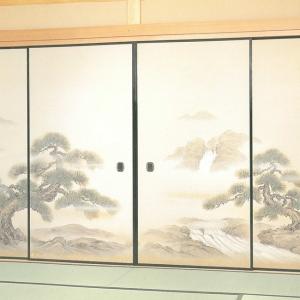 高級織物襖紙 山水画 4枚組 No．82 （襖/襖紙/ふすま/ふすま紙