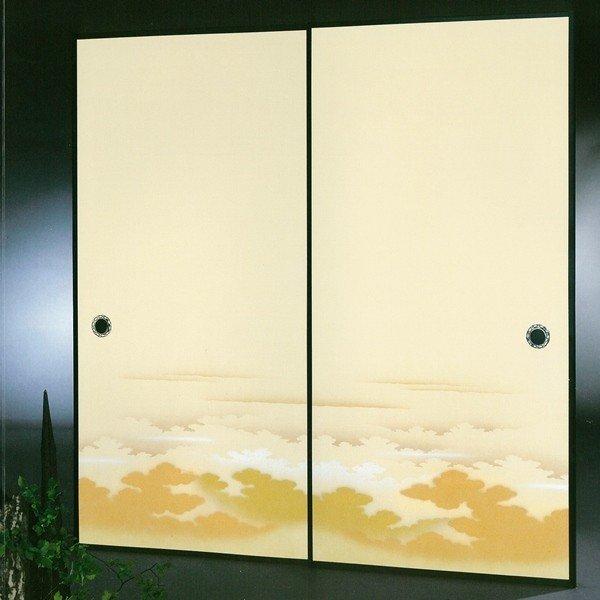 高級織物襖紙　伝統手加工襖絵　Ｎｏ．１７８　２枚組　（襖紙/ふすま紙/松/張替)