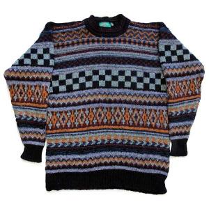 90s USA製 MOUNTAIN LID WOOLENS 雪柄 ノルディック柄 アクリル×ウールニット セーター ピンク×ブラック XL★オールド 総柄 90s USA製 MOUNTAIN LID WOOLENS 雪柄 ノルディック柄 アクリル×ウール