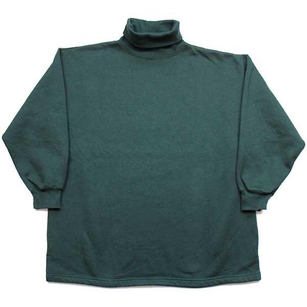 90s HONORS 無地 タートルネック スウェット グリーン XL★オールド ビンテージ カット...