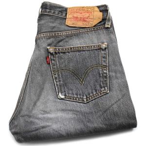 00s Levi'sリーバイス 501 先染め ブラック デニムパンツ ボロ フェード w31★SDP2537 オールド ジーンズ ストレート クラッシュ ヒゲ｜sixpacjoe