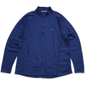 00s patagoniaパタゴニア CAPILENEキャプリーン ハイネック ハーフジップ アンダーシャツ 紺 XL★オールド インナー ロゴ アウトドア｜sixpacjoe