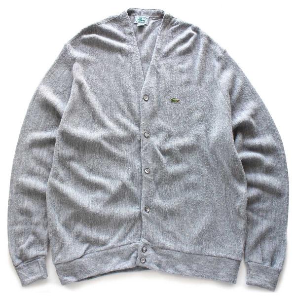 90s USA製 IZOD LACOSTE ラコステ ワンポイント パール編み アクリルニット カー...