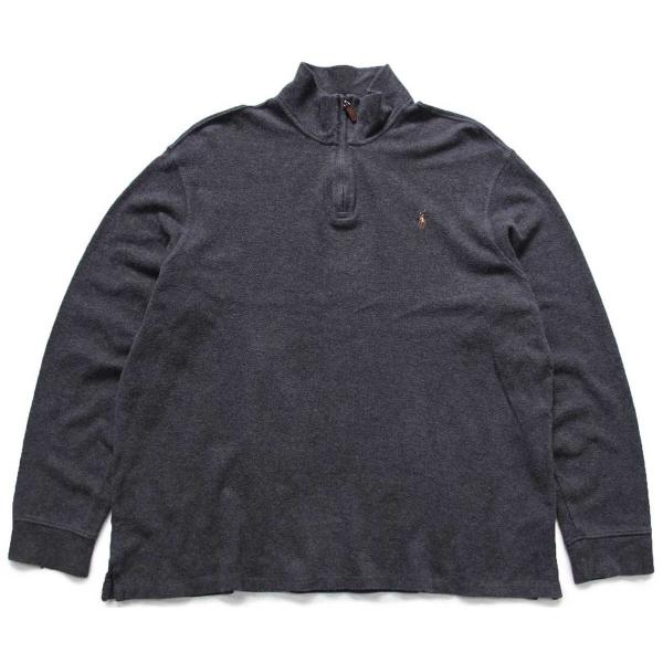 ポロ ラルフローレン ワンポイント ハイネック ハーフジップ コットン スウェット チャコールグレー...