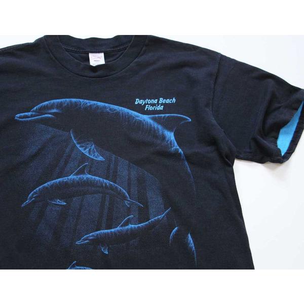 90s USA製 Daytona Beach Florida イルカ アート レイヤードスリーブ コ...