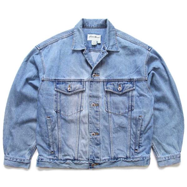 90s EddieBauerエディーバウアー デニムジャケット 4ポケット★オールド ビンテージ ア...