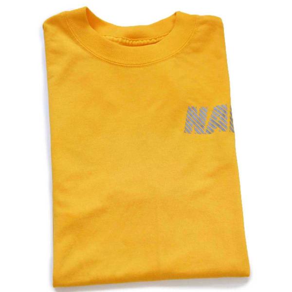 デッドストック★USA製 NAVY 両面リフレクタープリント ポリエステル Tシャツ 黄 S★ミリタ...