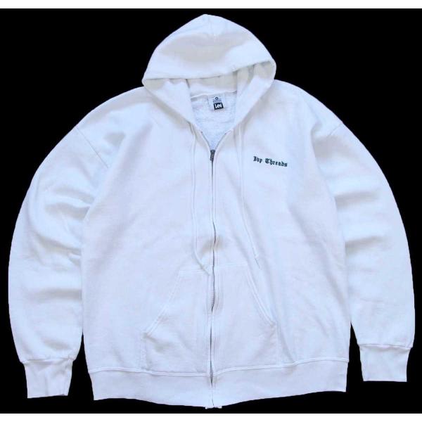 90s USA製 Leeリー Ivy Threads刺繍入り スウェット ジップパーカー 白 XL★...