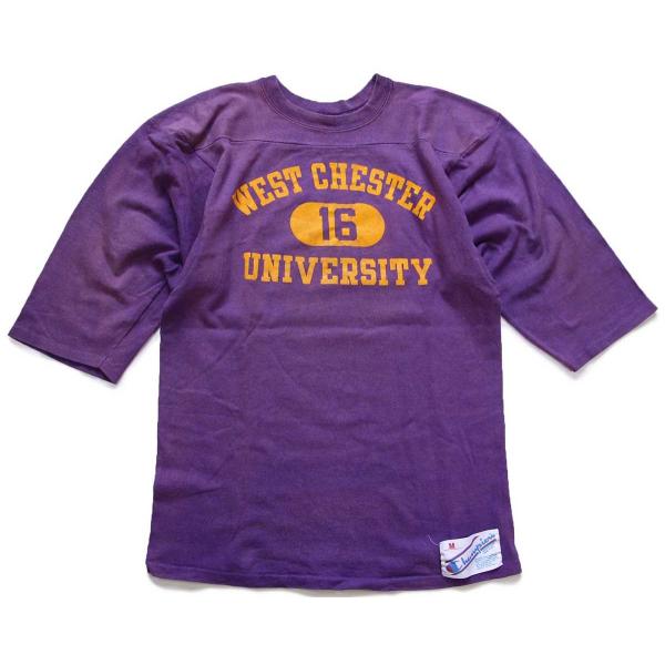 80s USA製 Championチャンピオン WEST CHESTER 三段中抜き ひび割れプリン...