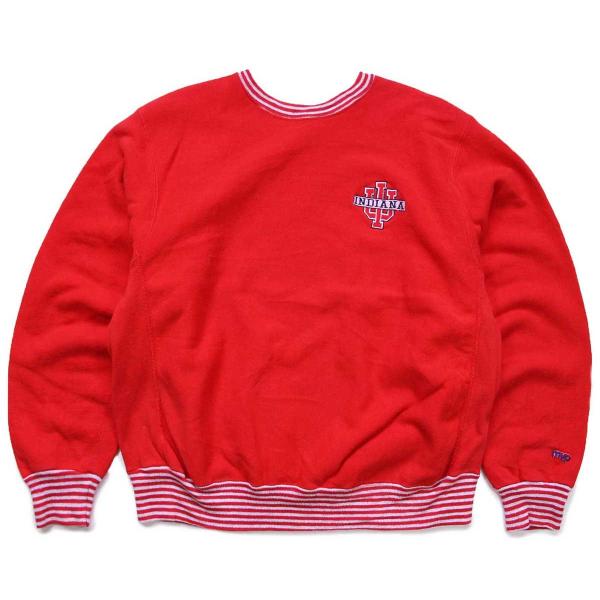 90s USA製 MVP INDIANA 刺繍 リブボーダー リバースウィーブ スウェット 赤 XL...