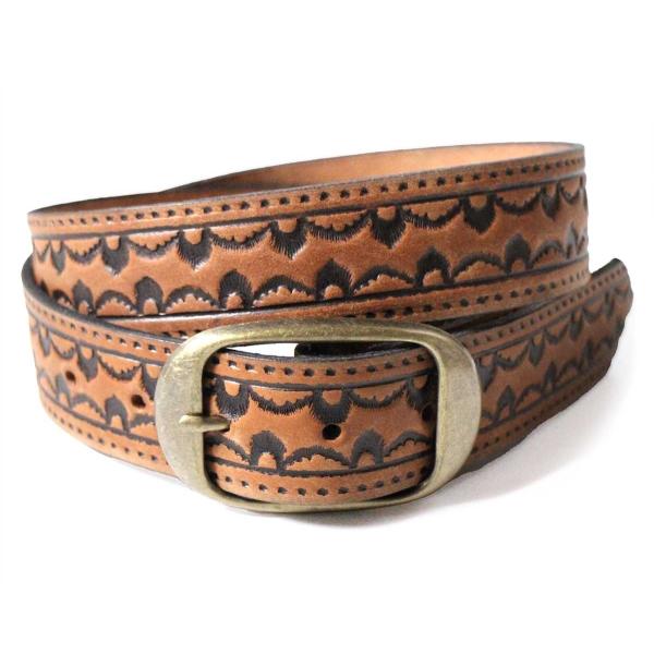 新品★USA製 BRACKNEY LEATHER WORKS スカラップパターン 型押し レザーベル...