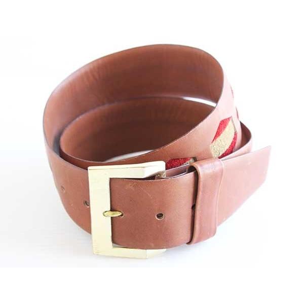 切り抜き デザイン ステアハイド レザー 太ベルト 茶 34★996 本革 レディース ワイド オー...