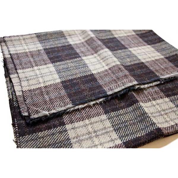 チェック ウール ツイード 生地★D 端切れ はぎれ ファブリック リメイク ハンドメイド リペア ...