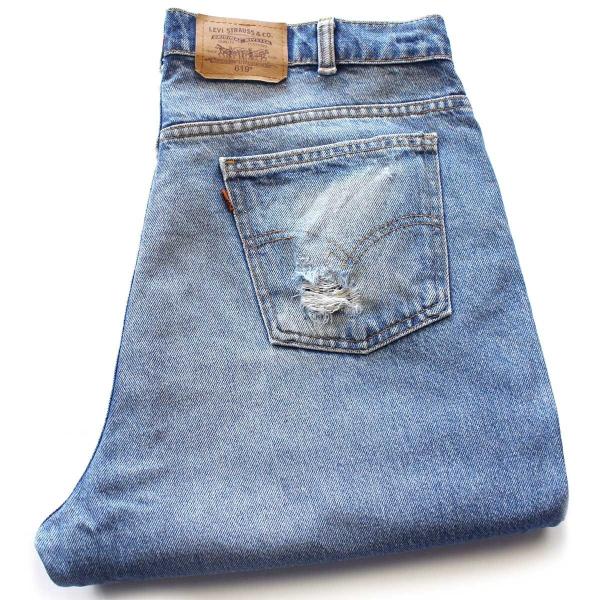 90s カナダ製 Levi'sリーバイス 619 ダメージ デニムパンツ ヒゲ W38 L32★SD...