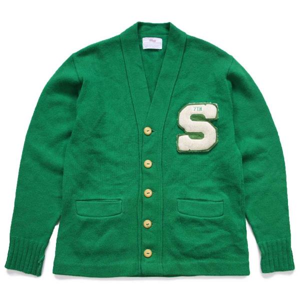 70s TENNESSEE AMERICAN INC パッチ付き アクリルニット レタードカーディガ...