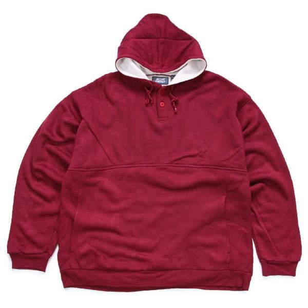 90s ACTIVE ENERGY 無地 ヘンリーネック 裏サーマル スウェットパーカー バーガンデ...