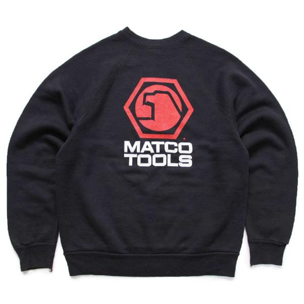 80s USA製 DISCUS MATCO TOOLS ロゴ スウェット 黒 L★ビンテージ オール...