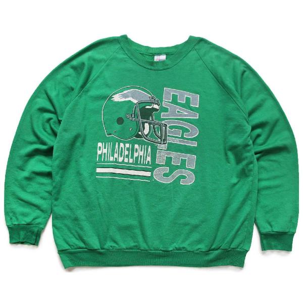 80s USA製 NFL PHILADELPHIA EAGLES アメフト ひび割れプリント スウェ...