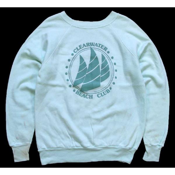 80s USA製 CLEARWATER BEACH CLUB スウェット ミント L★オールド ビン...