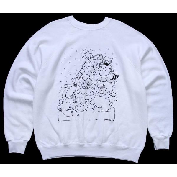 90s USA製 TULTEX PAINTABLES クリスマスツリー イラスト ぬりえ スウェット...