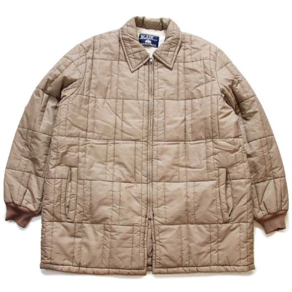 80s USA製 BLAIR ボアライナー ナイロン キルティングジャケット グレーベージュ T-X...