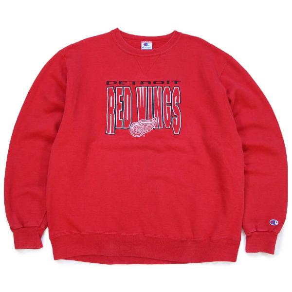 90s USA製 Championチャンピオン NHL DETROIT RED WINGS ロゴ刺繍...