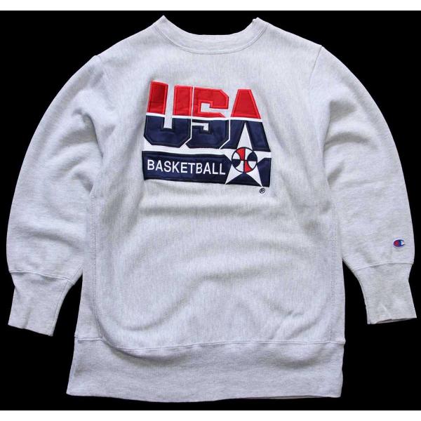 リサイズ★90s USA製 Championチャンピオン USA BASKETBALL アップリケ&amp;...