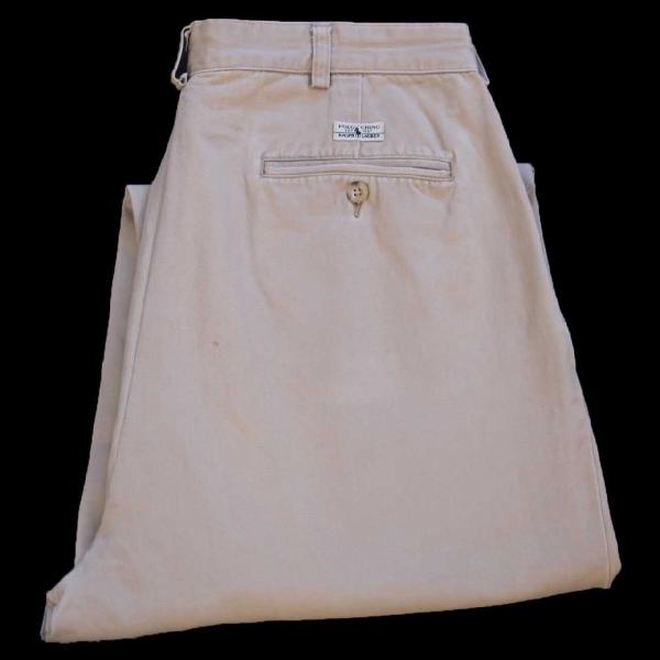 90s ポロ ラルフローレン ANDREW PANT ツータック コットン チノパン ベージュ W3...