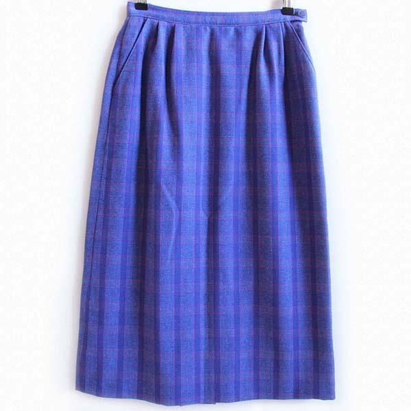 70s USA製 PENDLETONペンドルトン チェック ウールスカート★G ビンテージ